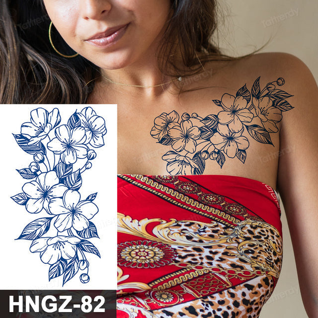 Butterfly Flower Lotus Semi-Permanent Temporary Tattoo - Image 30