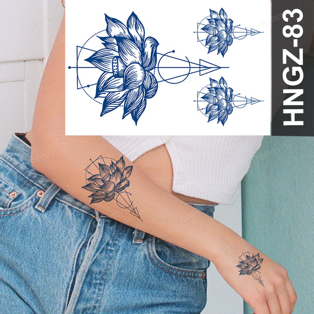 Butterfly Flower Lotus Semi-Permanent Temporary Tattoo - Image 5