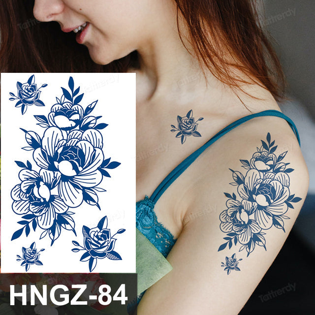 Butterfly Flower Lotus Semi-Permanent Temporary Tattoo - Image 13