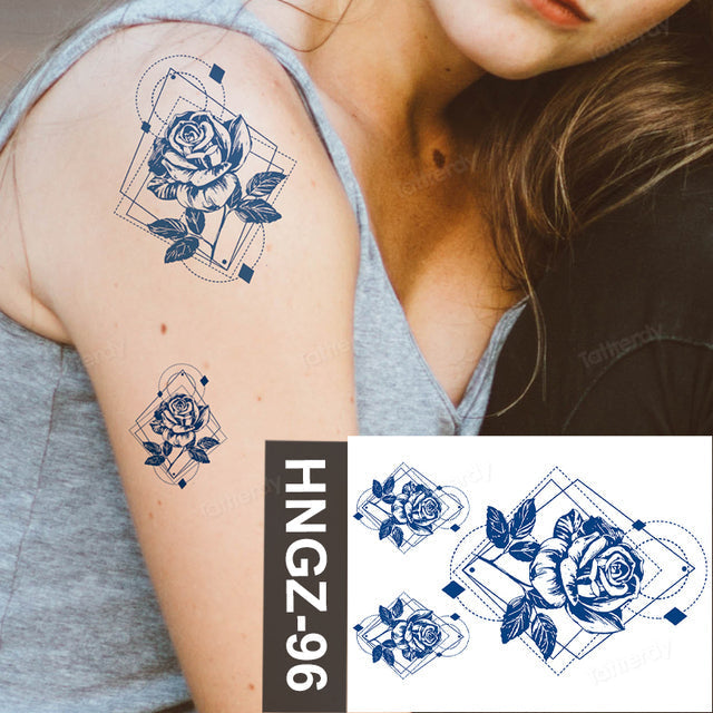 Butterfly Flower Lotus Semi-Permanent Temporary Tattoo