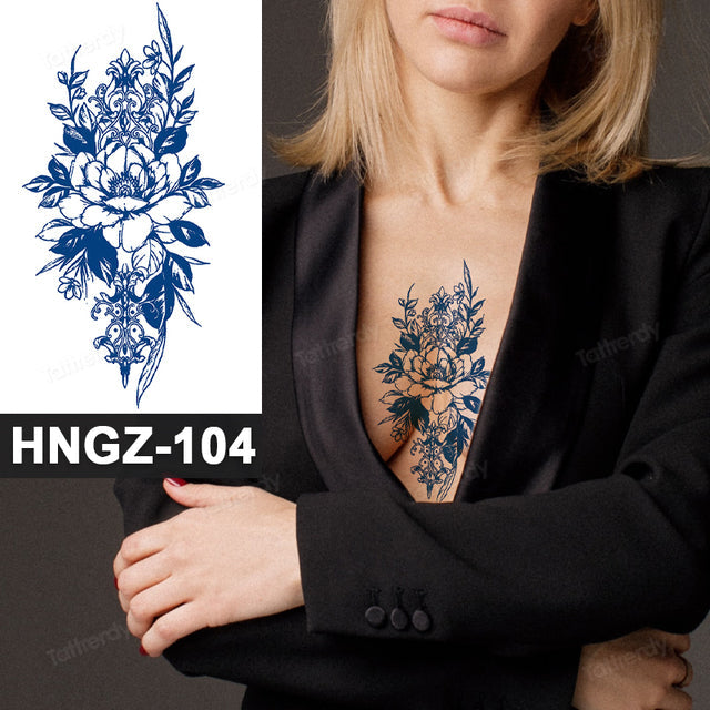 Butterfly Flower Lotus Semi-Permanent Temporary Tattoo - Image 14