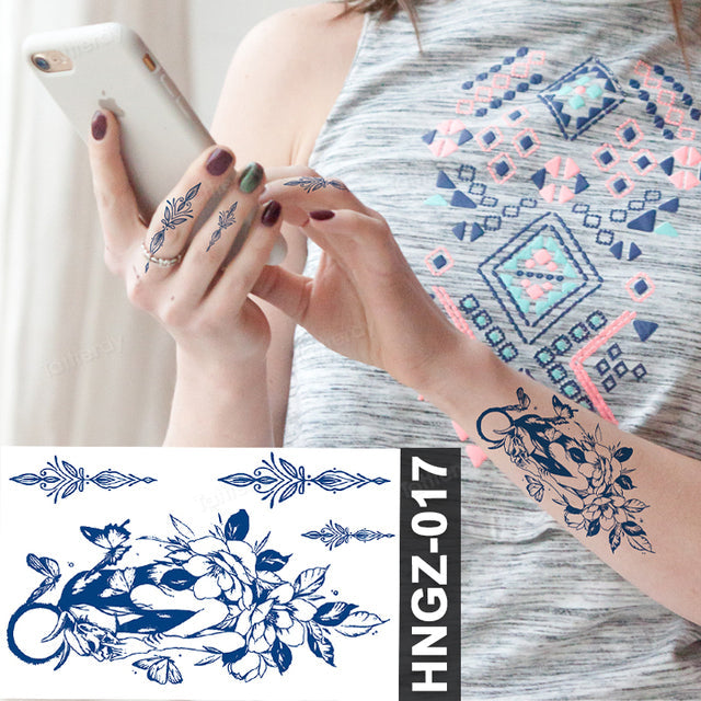 Butterfly Flower Lotus Semi-Permanent Temporary Tattoo - Image 21