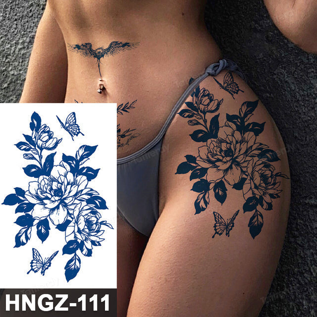 Butterfly Flower Lotus Semi-Permanent Temporary Tattoo