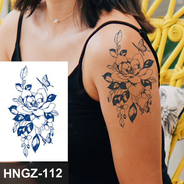 Butterfly Flower Lotus Semi-Permanent Temporary Tattoo