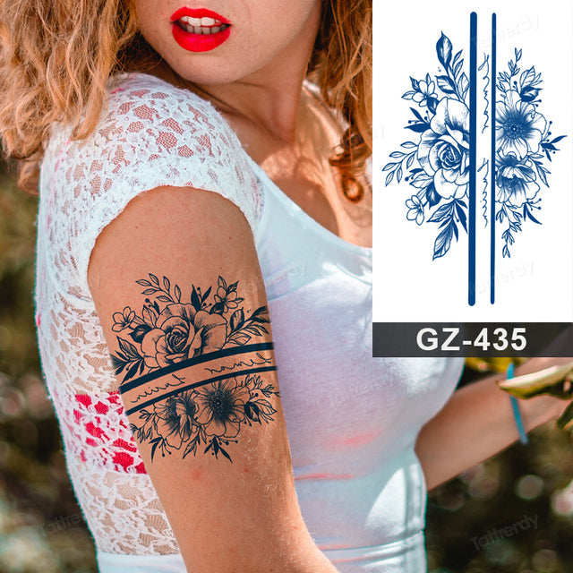 Flower Sleeve Semi-Permanent Tattoo - Image 9
