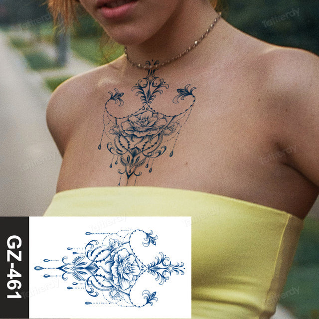 Flower Sleeve Semi-Permanent Tattoo - Image 8