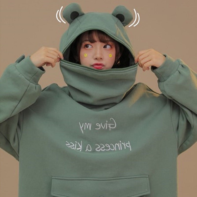 Japanese Style Long Sleeve Frog Hoodie - Image 0