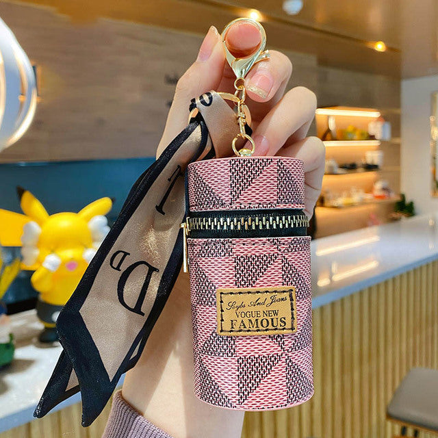 Leather Luxury Mini Lipstick Bag Keychain - Image 5