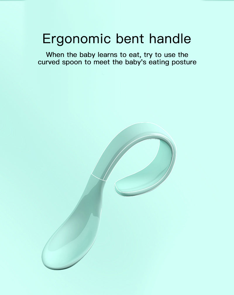 Curved Handle Baby Training Tableware Utensils - Image 1