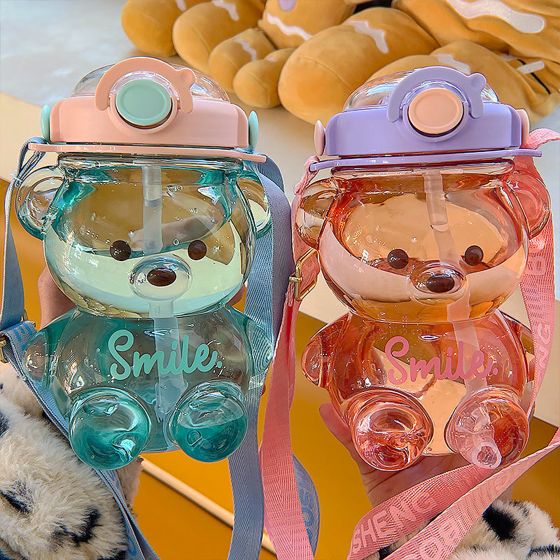 Cute Bear Built-in Straw Water Bottle - Image 12