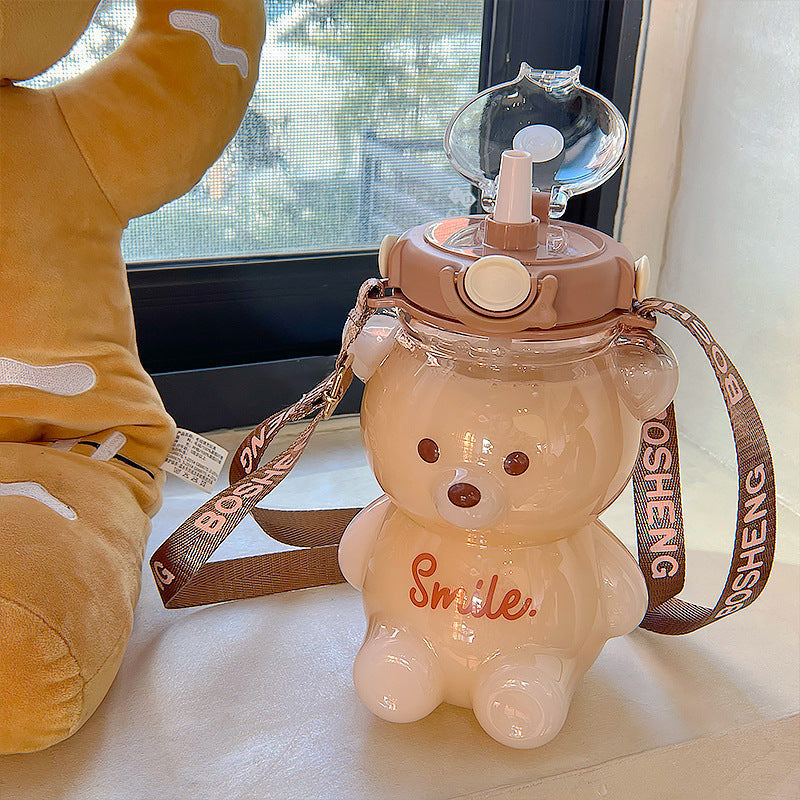 Cute Bear Built-in Straw Water Bottle - Image 13
