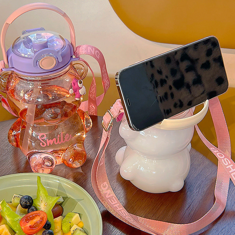 Cute Bear Built-in Straw Water Bottle - Image 6