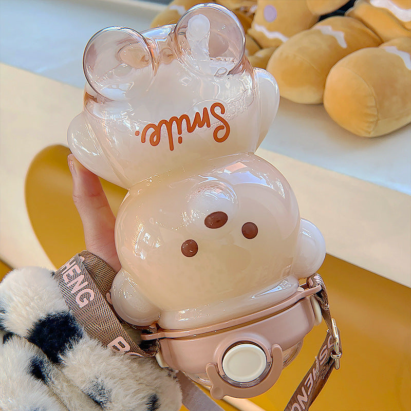 Cute Bear Built-in Straw Water Bottle - Image 3