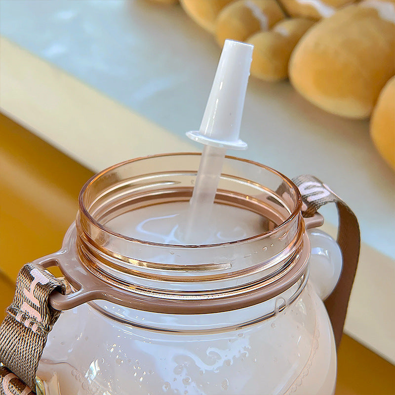 Cute Bear Built-in Straw Water Bottle - Image 1