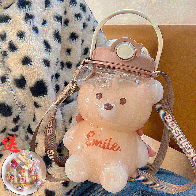 Cute Bear Built-in Straw Water Bottle - Image 9