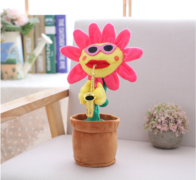 Dancing Plush Saxophone Flower Plant Toy