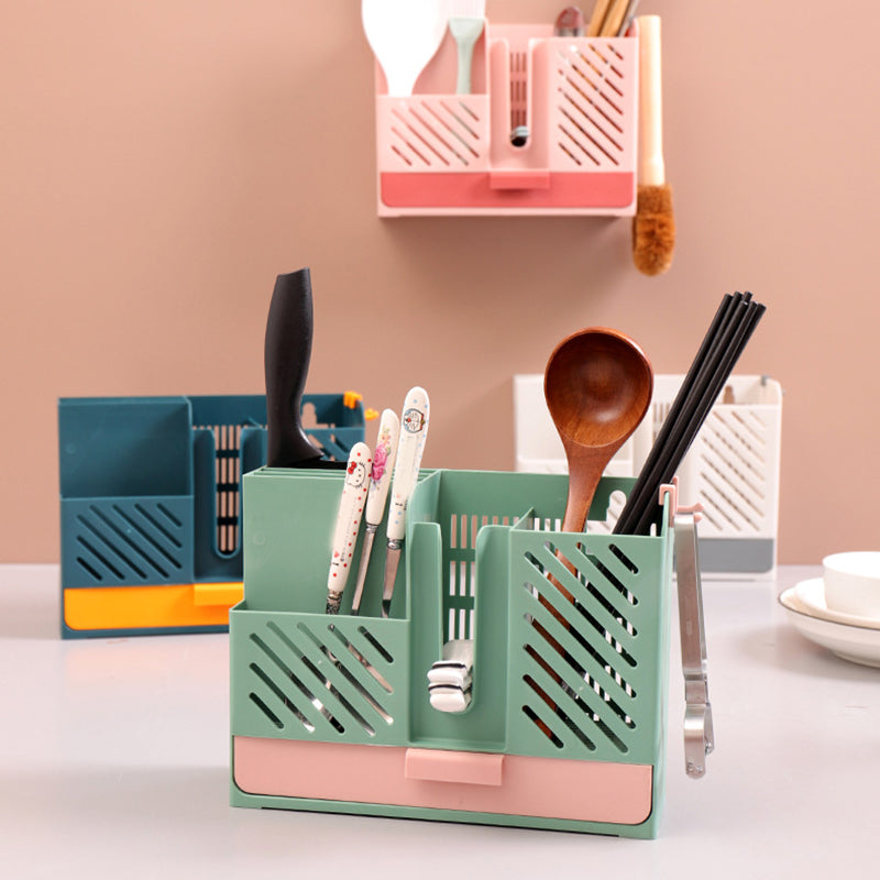 Wall-Mounted Kitchen Cutlery Drainer Storage