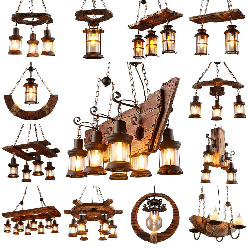 Retro Creative Wood Metal Vintage Pendant Lights - Image 2