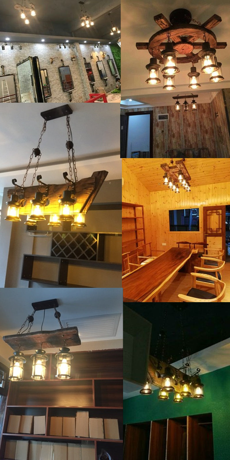 Retro Creative Wood Metal Vintage Pendant Lights