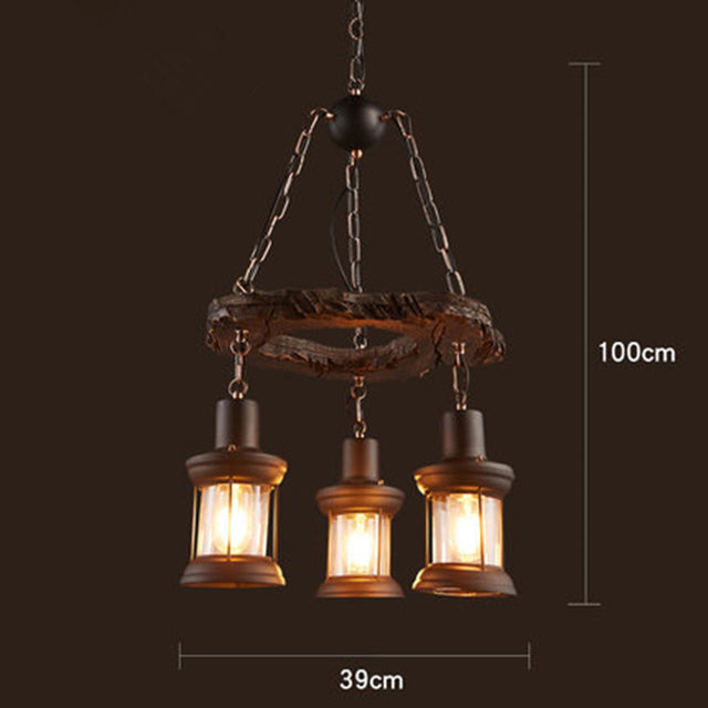 Retro Creative Wood Metal Vintage Pendant Lights - Image 23