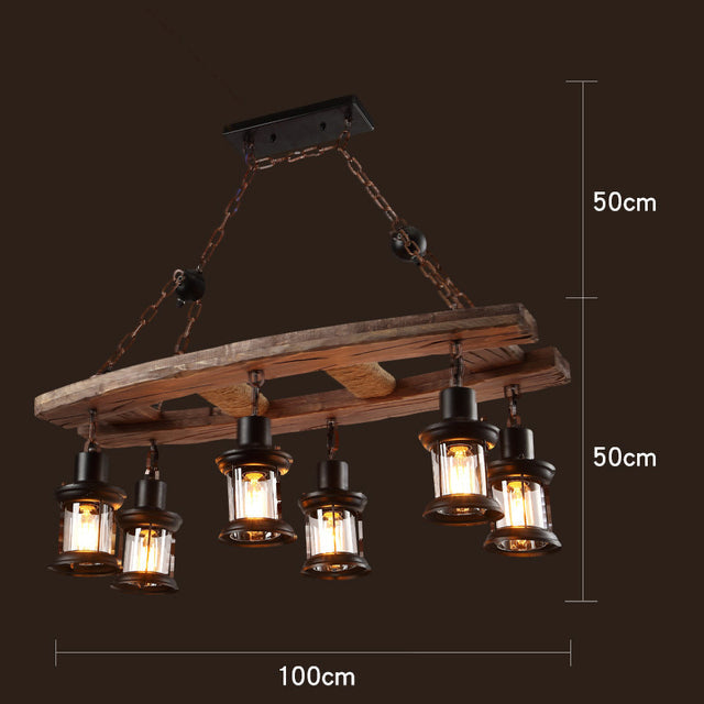 Retro Creative Wood Metal Vintage Pendant Lights - Image 17