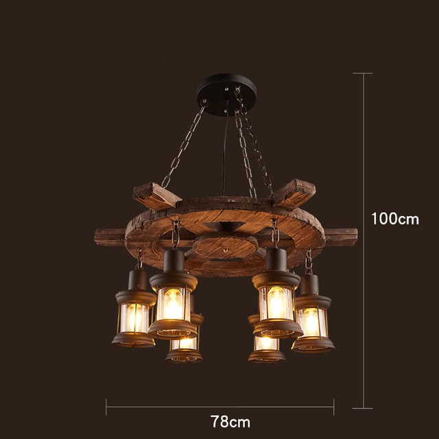 Retro Creative Wood Metal Vintage Pendant Lights - Image 22