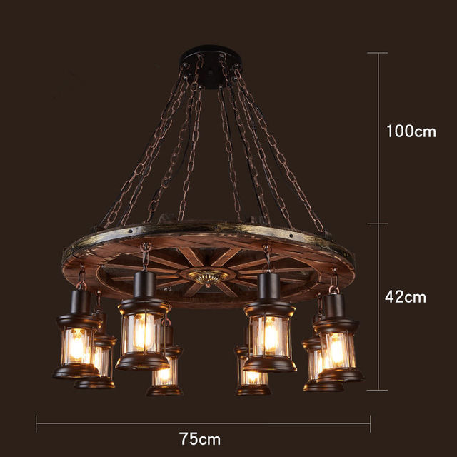 Retro Creative Wood Metal Vintage Pendant Lights - Image 15