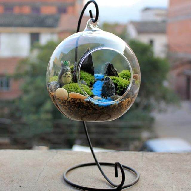 Clear Round Glass Hanging Vase - Image 1