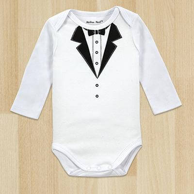One-Pieces Baby Boy Gentleman Romper White Long Sleeve Baby bodysuit - Image 1