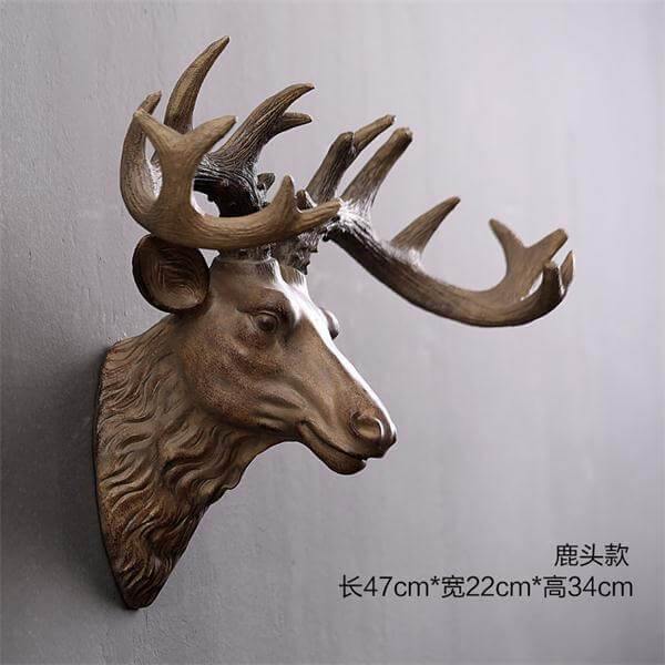 Modern Pure Handmade Hanging Moose and Sheep Head Decoration - Image 2