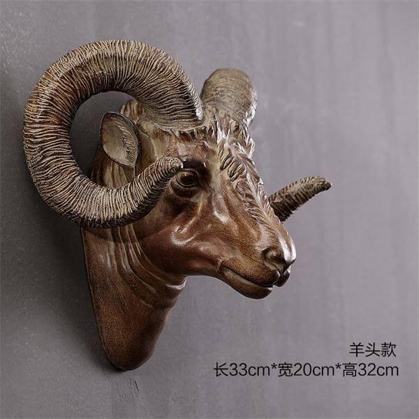 Modern Pure Handmade Hanging Moose and Sheep Head Decoration - Image 12
