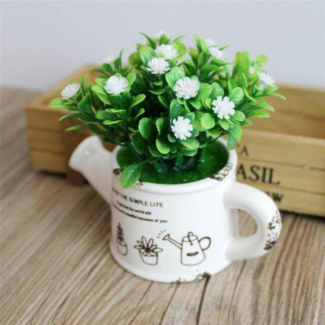 Artificial Plastic Flowers with Ceramics Vase - Image 1