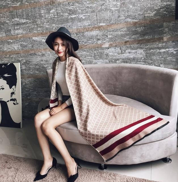 Scarf luxury brand Winter Poncho Pashmina Scarf Women - Image 1