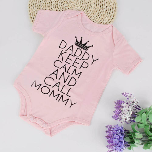 '' Daddy Keep calm and call mommy '' Funny Baby Onesie - Image 0
