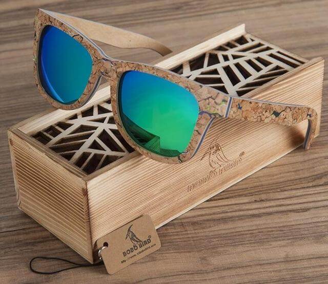 Polarized UV protection Wooden Bamboo Sunglasses for Men - Image 1