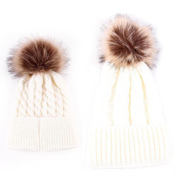 2PCS New Fashion Mommy and Me Winter Warm Hats - Image 3