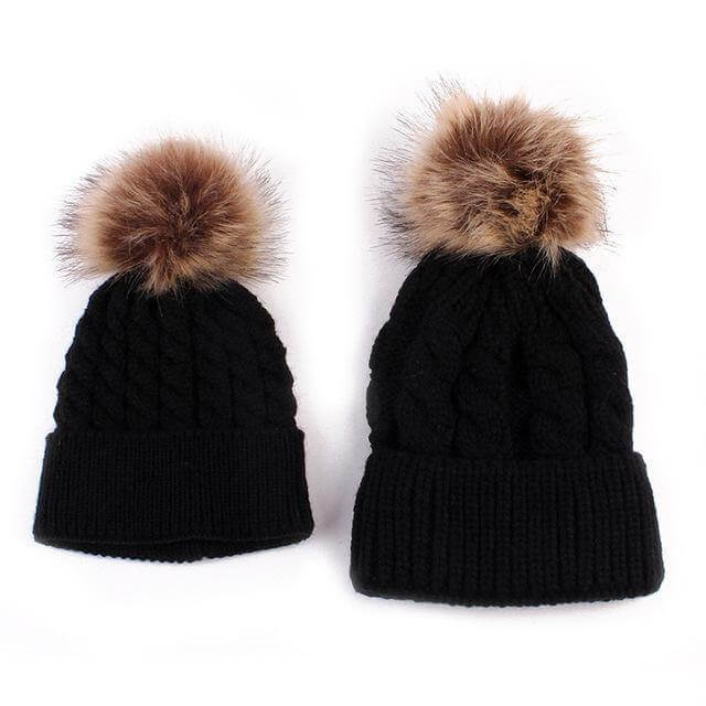 2PCS New Fashion Mommy and Me Winter Warm Hats - Image 2