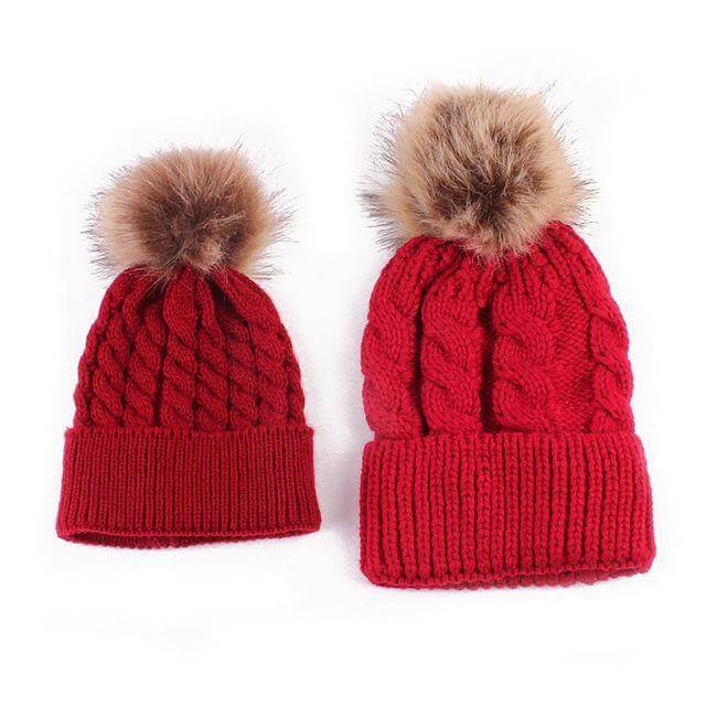 2PCS New Fashion Mommy and Me Winter Warm Hats - Image 4