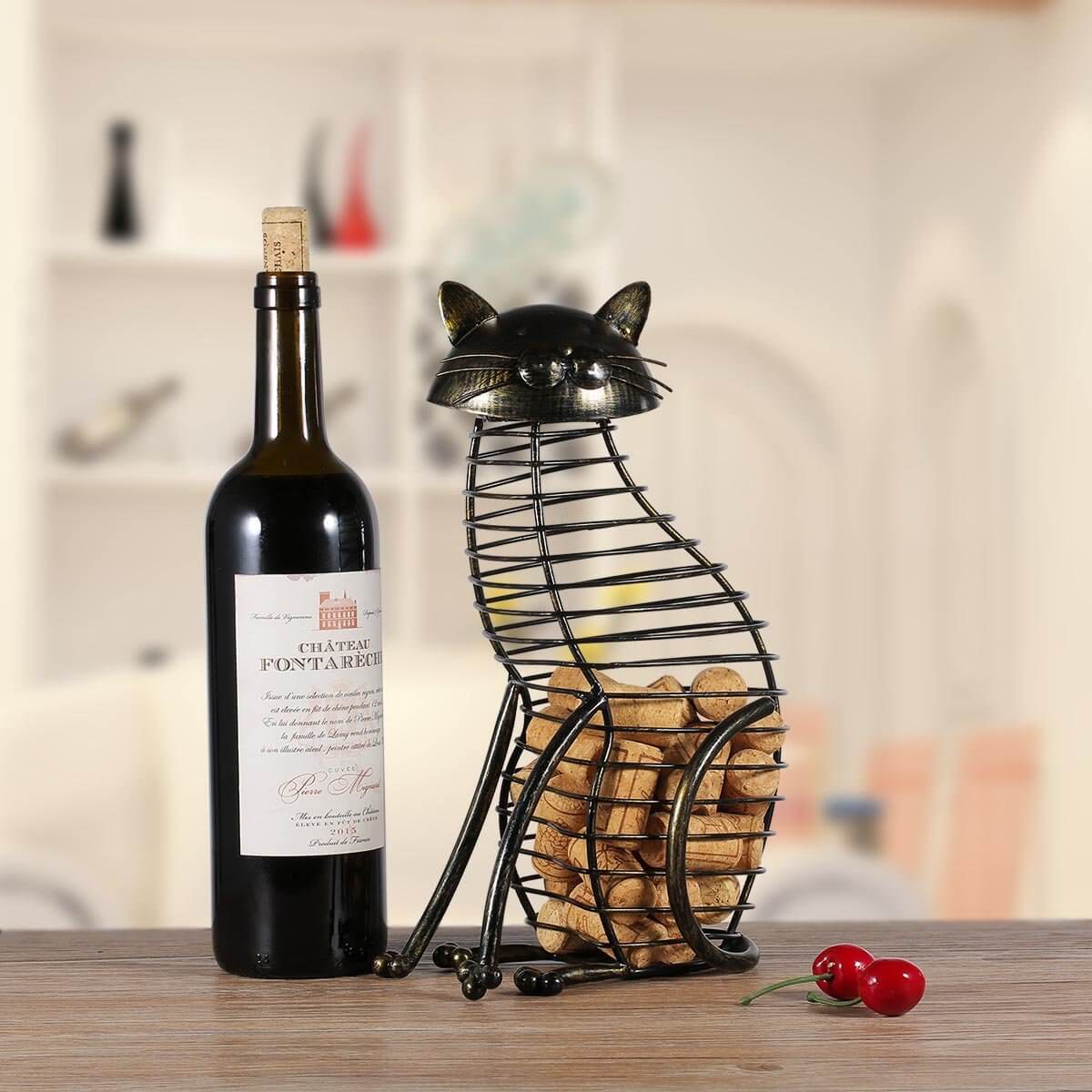 Metal Cat Figurines Cork Container - MaviGadget