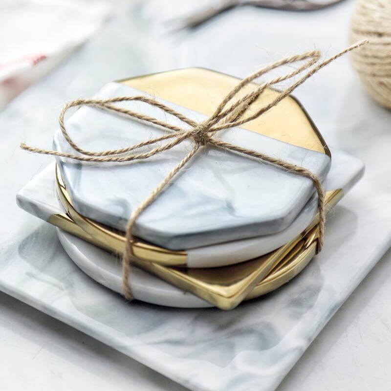 Luxury European Style Marble Stripes Ceramic Coaster - MaviGadget