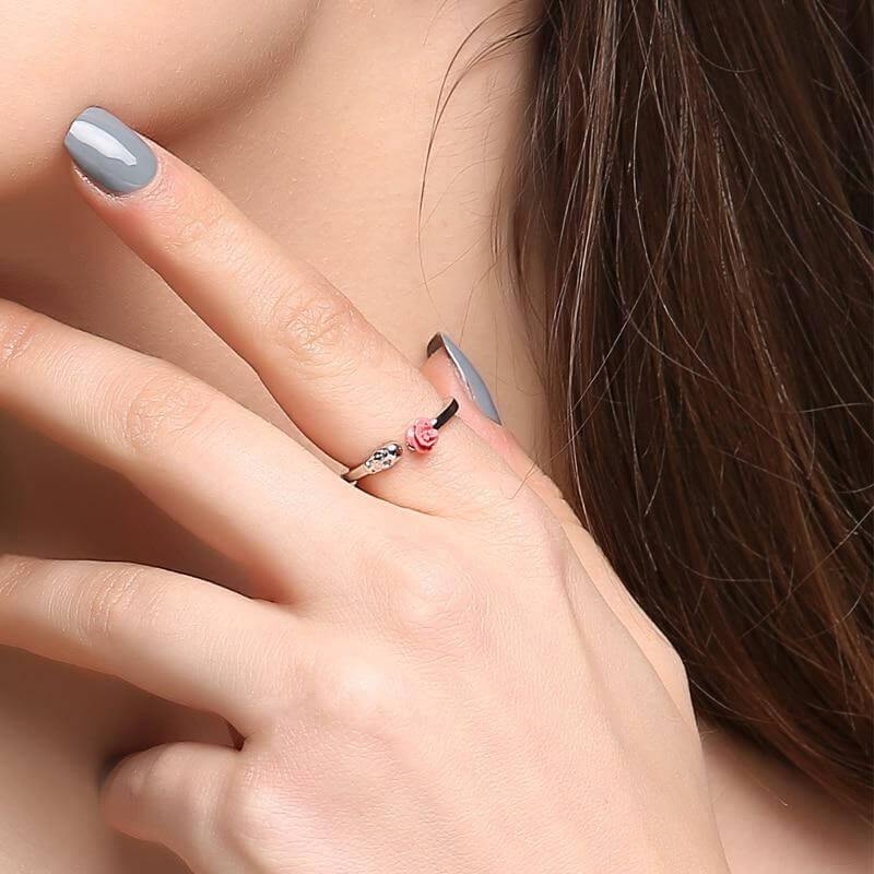 Fashion Skull Stainless Steel Red Rose Ring - Image 2