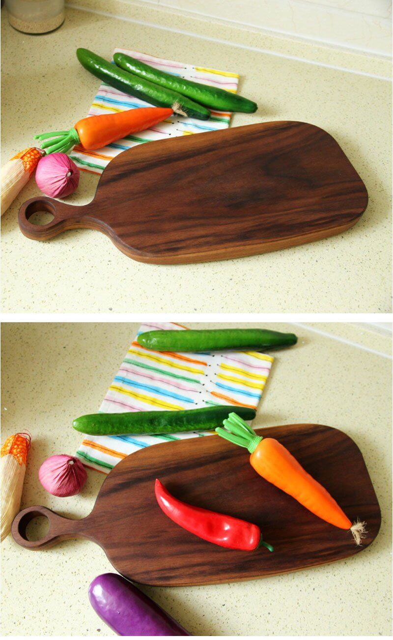 Japanese-style Walnut/Beech special-shaped Solid Wood Cutting Board - Image 7