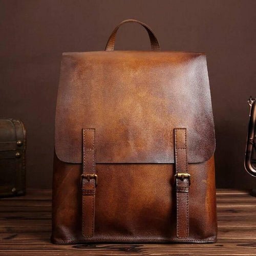 Luxury Simple Genuine Leather Japanese Style Backpack - Image 0