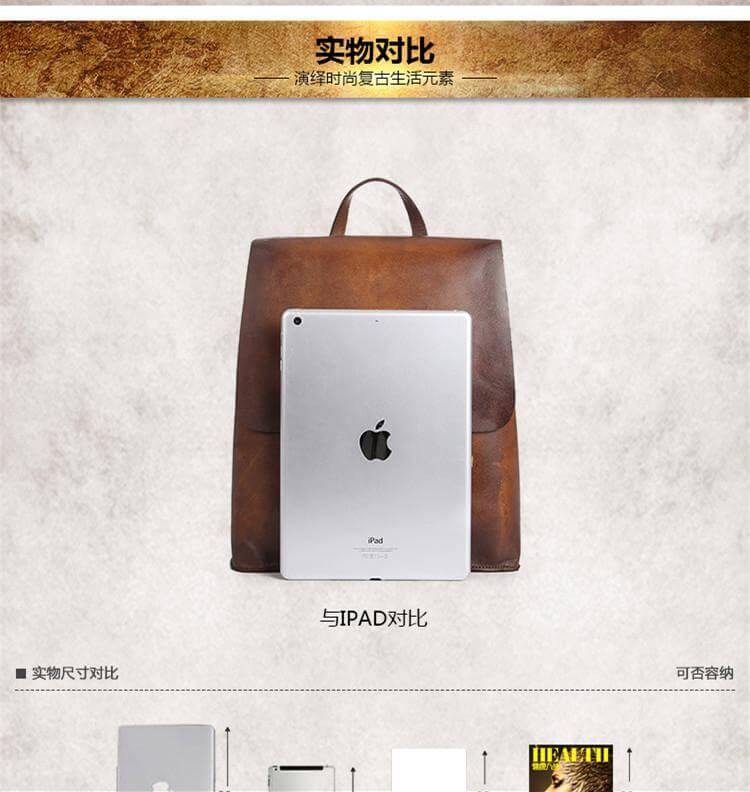 Luxury Simple Genuine Leather Japanese Style Backpack - Image 4