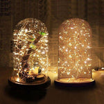 Christmas Cylinder Glass Dome Display with Wooden Base