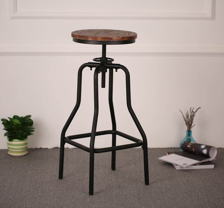 Natural Pinewood Height Adjustable Swivel Bar Stool - Image 0