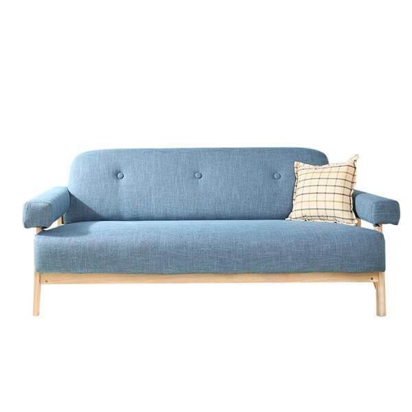 Mid Century Modern Colorful Linen Fabric Sofa Couch - Image 2