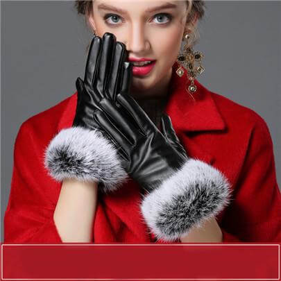 Women Genuine Rabbit Fur Gloves