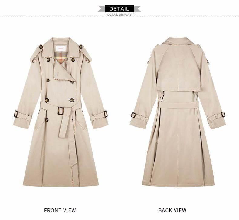 Autumn Fashion Modern Turn Down Collar Double Casual Long Trench - Image 6