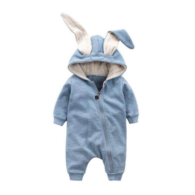 Warm Bunny Ear Rompers Winter Infant Rabbit Style Jumpsuit